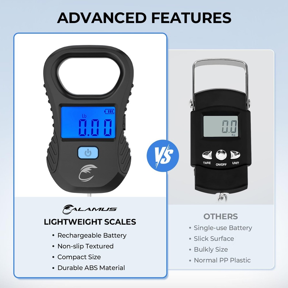 Lightweight Fish Scale, Rechargeable Digital Scale with USB Cable, 55lb Capac...