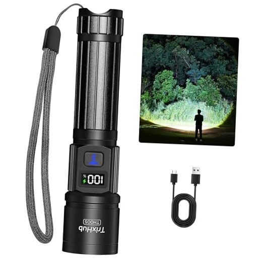 Rechargeable Flashlights High Lumens, 5Mode Flash Light with LCD Digital 1Pack