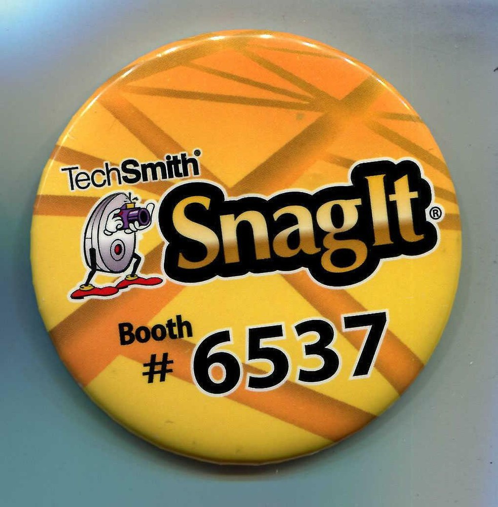 TechSmith SnagIt 3" Pinback Button - CES Consumer Electronics Trade Show