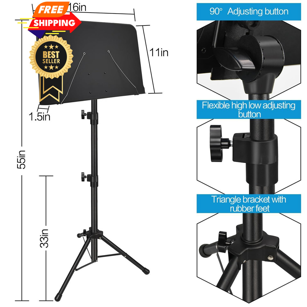 Sheet Music Stand, 1/2/3 Pack Adjustable Standard Version, 1 pack black