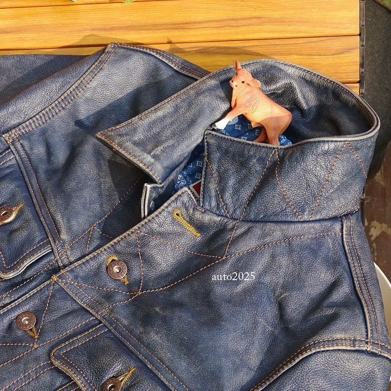 Mens Distressed Stonewashed Leather Jacket Retro Rider Style Teacore Cowhide