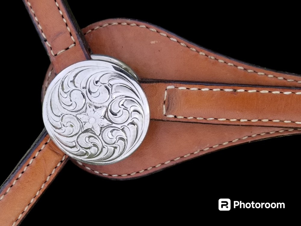 Circle Y Breast Collar Raised Silver