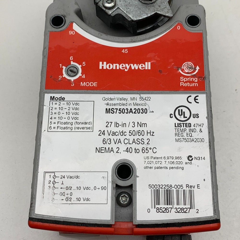 Honeywell MS7503A2030 Direct Coupled Spring Return Actuator Floating/Modulating