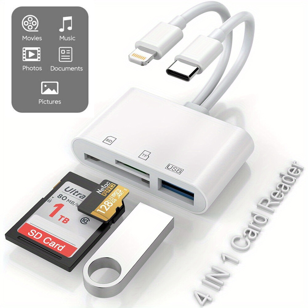 iOS/USB to Card Reader Adapter USB Camera Micro SD Memory Slot for iPhone iPad