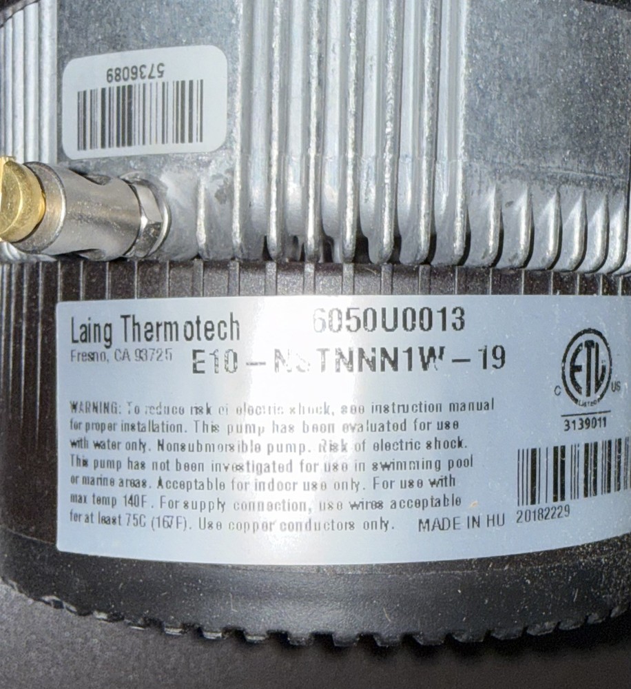 Laing Thermotech Circulator Pump