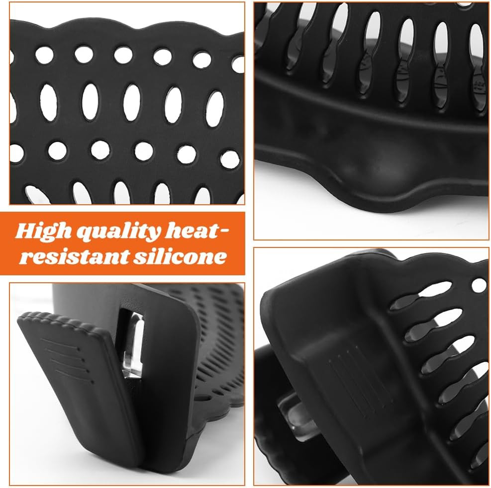 Clip on Strainer with Scraper,Silicone Strainer for Pots and Pans Adjustable Pas