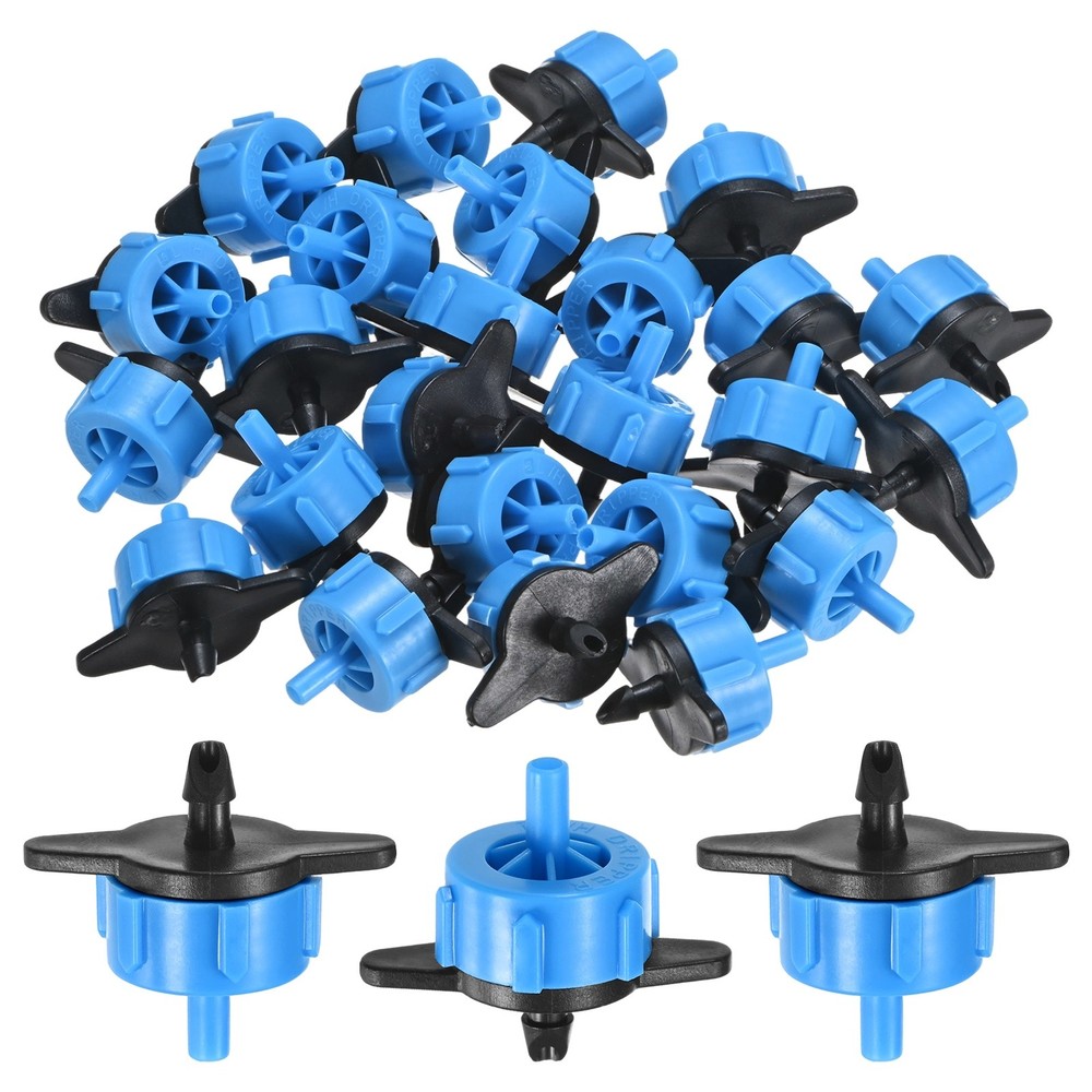 25-Pack Drip Irrigation Emitters, 2 GPH Plastic Irrigation Drippers [Blue]