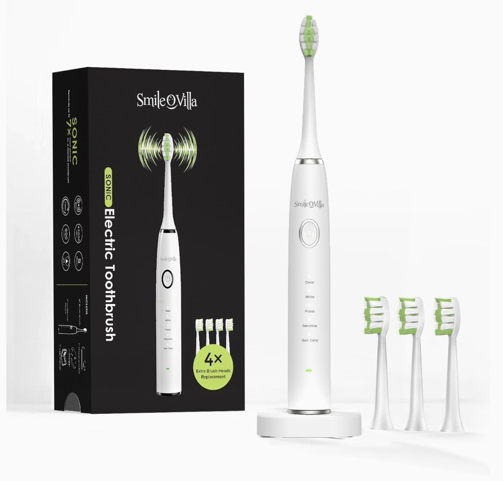 Advanced Sonic Electric Toothbrush with 4 Replacement Heads – Multiple Modes