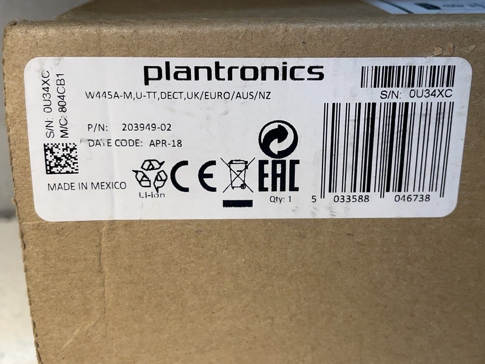 Plantronics Savi W445 Wireless Headset, USB D100A Dongle, Bluetooth, Two Battery