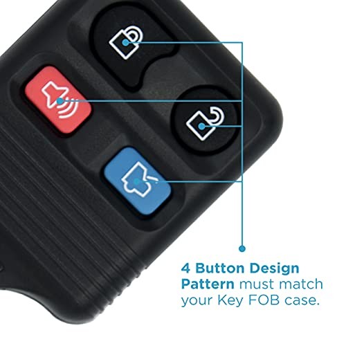 Keyless2Go Replacement for New Shell Case and 4 Button Pad for Remote Key Fob