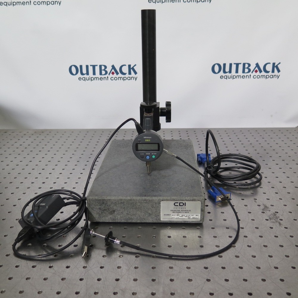 R201909 Mitutoyo Dial Indicator w/ Stand & CDI Granite Base