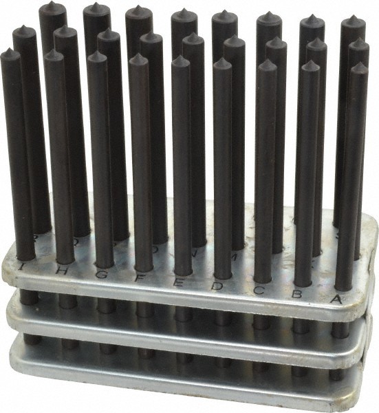 26 Piece Transfer Punch Set, Letter Sizes, 4-7/8" Length, Black Oxide Finish
