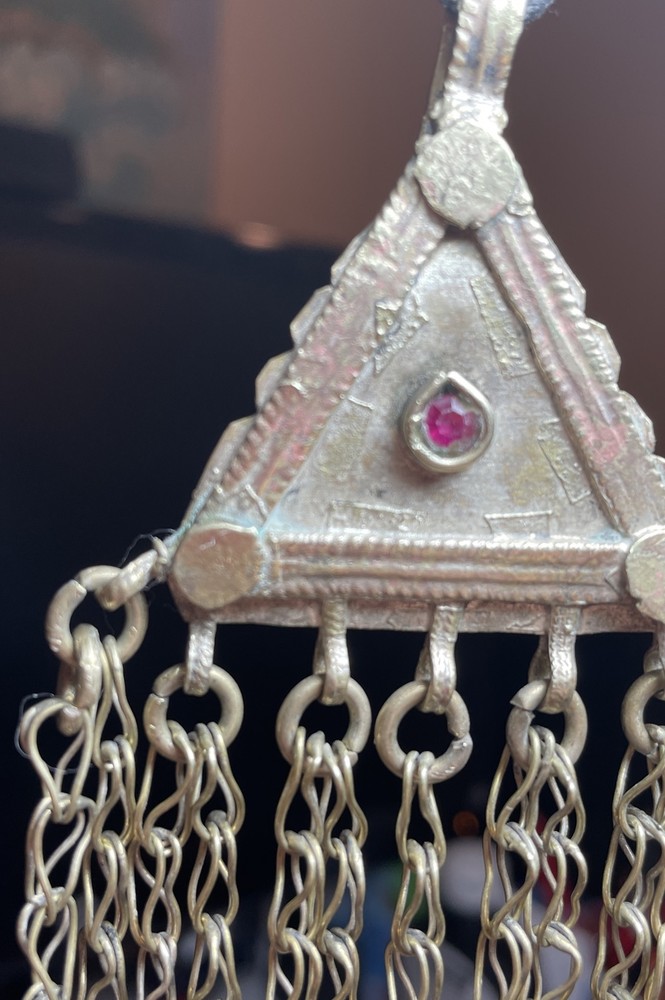 Triangular Jeweled Tribal Pendant