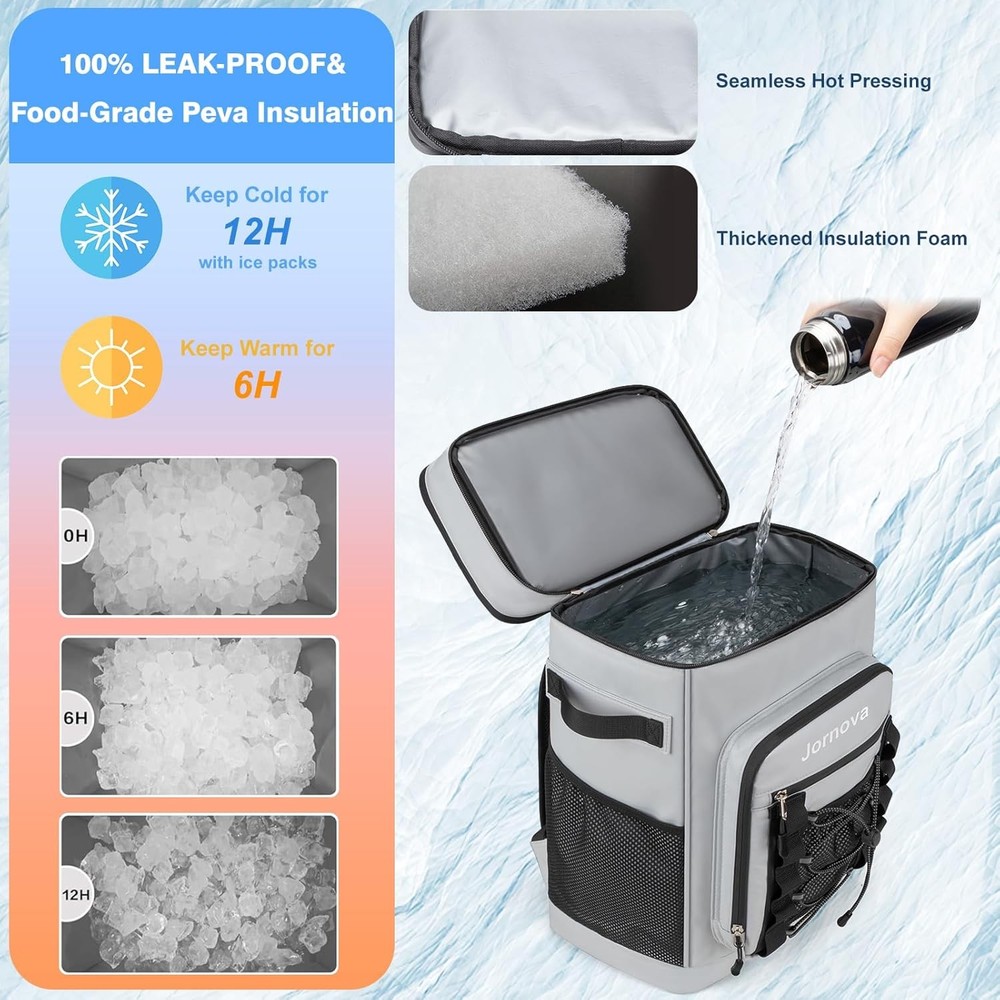 Insulated Cooler Backpack 40L Leakproof Backpack W/ Double Compartments Men