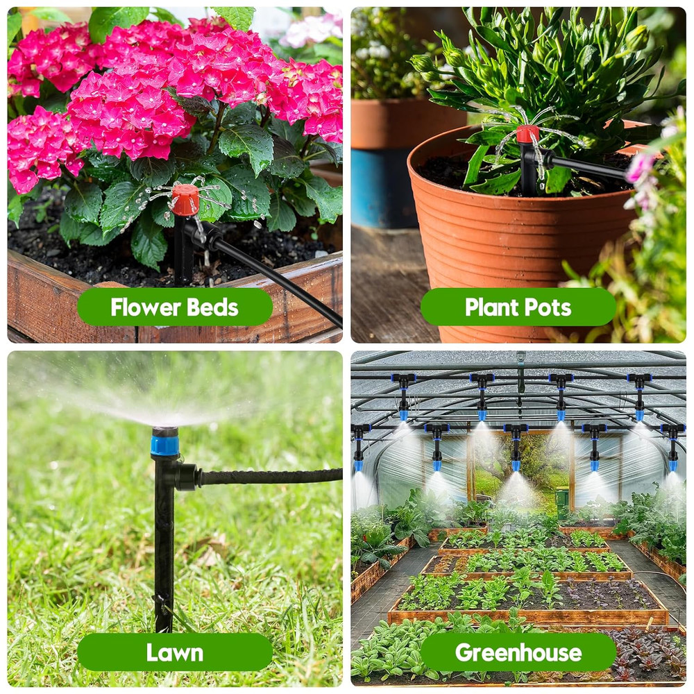 240FT Drip Irrigation System Kit Quick-Connect, Automatic Garden Watering System