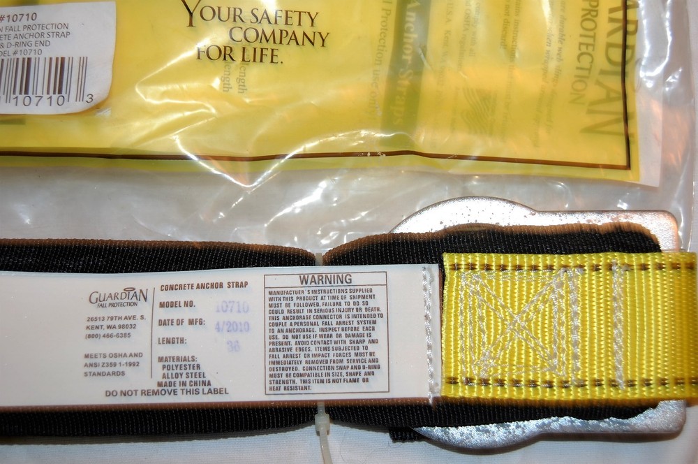 Guardian Fall Protection 3 Ft. Concrete Anchor Strap Loop & D Ring #10710