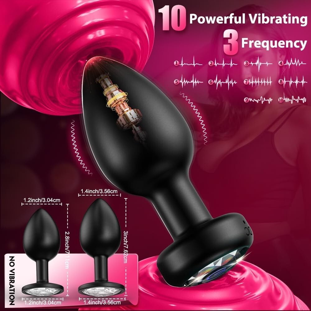 3Pc Vibrating Butt Plug Anal Dildo Prostate Massager Vibrator Sex Toys Men Women
