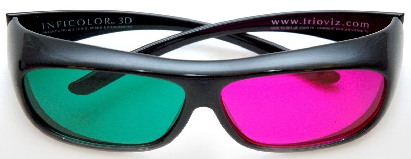 NEW 2 x TriOviz InfiColor 3D Glasses TV Xbox 360 PS3 Thor Enslaved Green Lantern