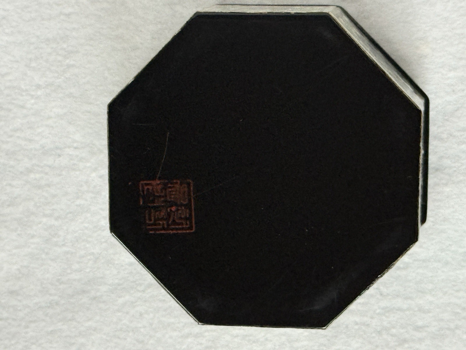 Floral ASIAN LACQUERED OCTAGON Trinket Jewelry BOX MOTHER OF PEARL INLAY