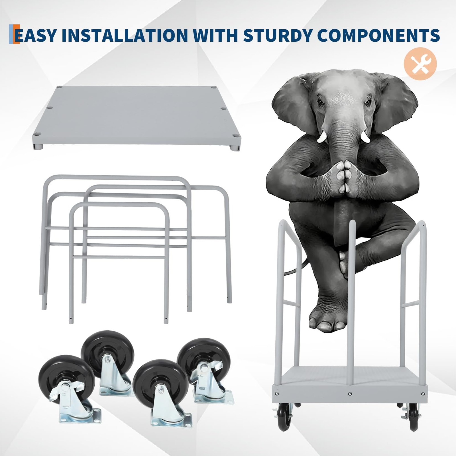 2-in-1 Platform Truck Cart Steel Panel Flatbed Dolly Cart 2200lbs with 4 Casters