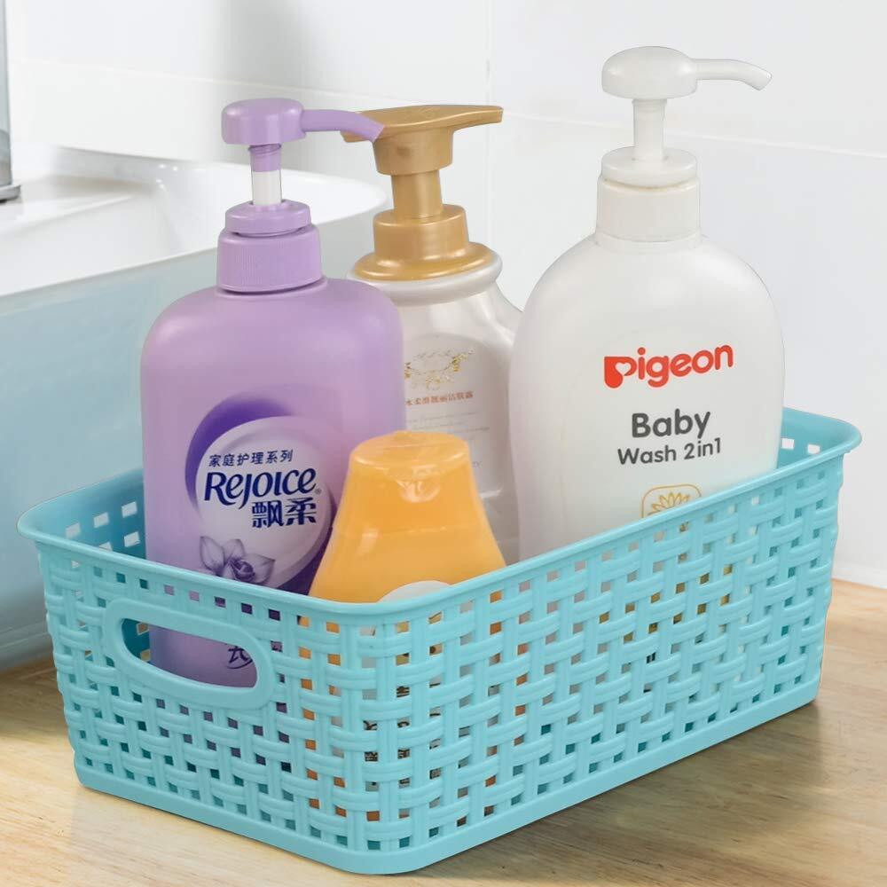 6 Pack Plastic Storage Baskets Storage Bins for Kitchen Office Bathroom