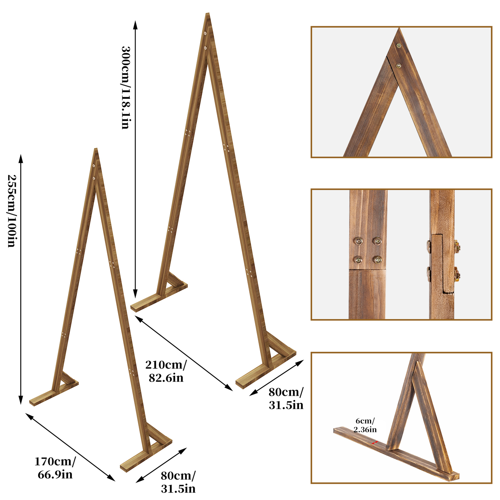 2PCS Nesting Triangle Wood Wedding Arches Arbor Floral Archway Backdrop Stand US