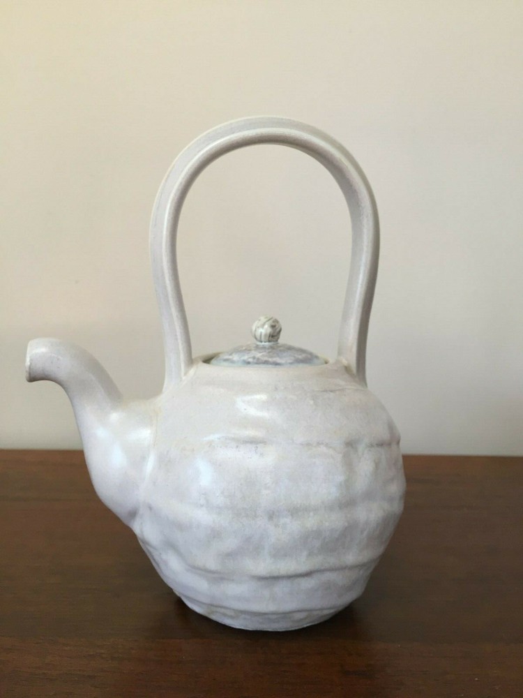Studio Art Pottery Glazed Teapot & Cup Signed