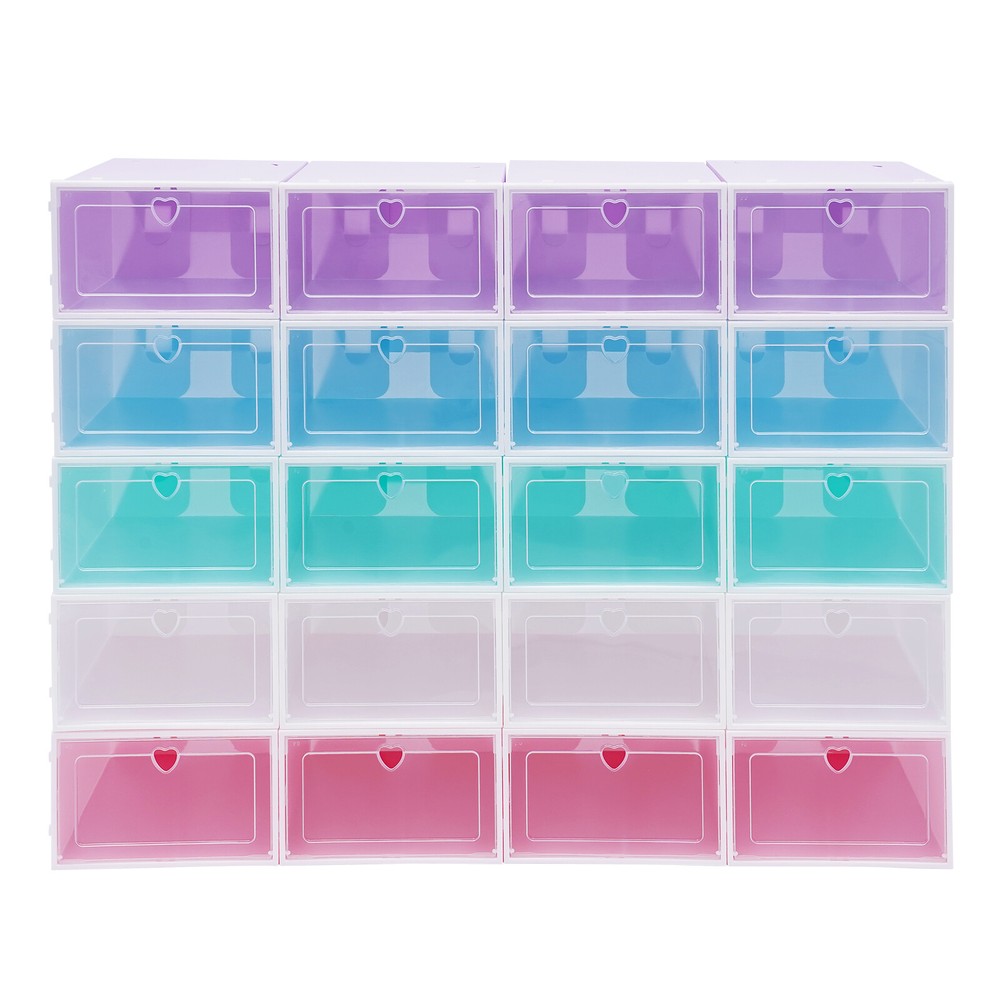 20 PCS Stackable Shoe Boxes, 33*23*14cm Shoe Storage Case, Shoe Organizer Boxes