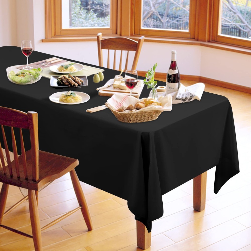 12 Pack Black Tablecloths for Rectangle Tables 60 x 102 Inch Black Polyester ...