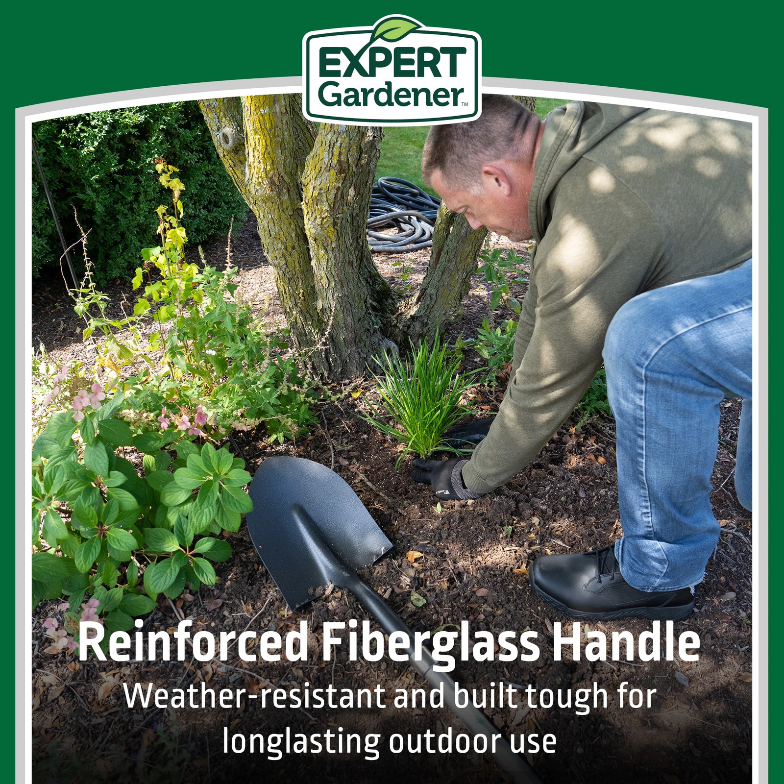 Expert Gard/ner Fiberglass Long Handle Digging Shovel with Comfort End Grip