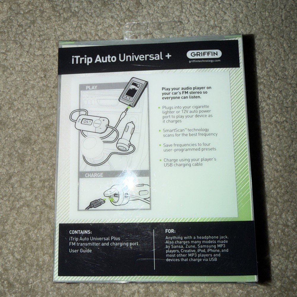 New in Pkg Griffin iTrip Auto Universal/FM Transmitter MP3 Sealed Box