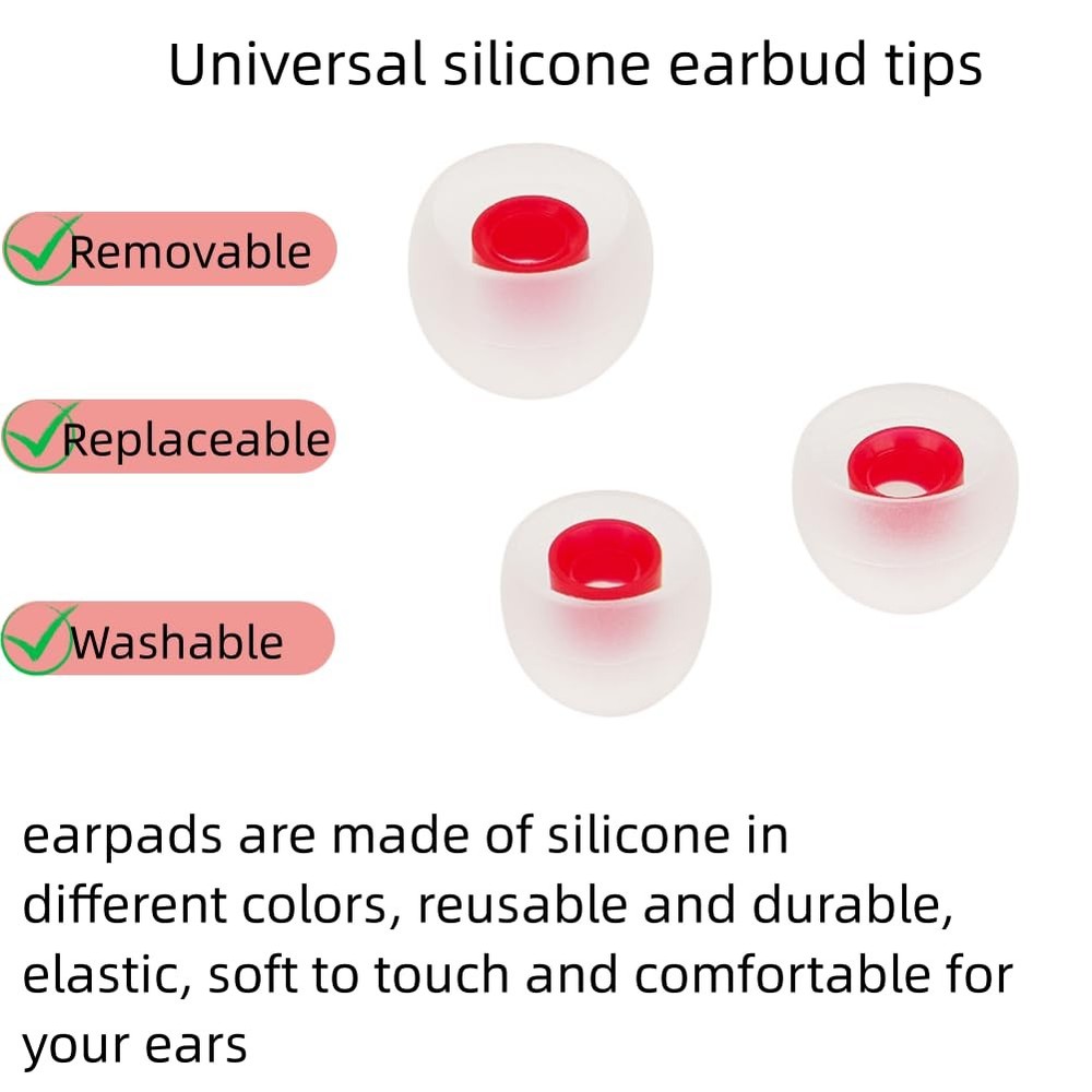 SNHTLS Earbud Replacement Tips Eartips Fit Most In-Ear Translucent red