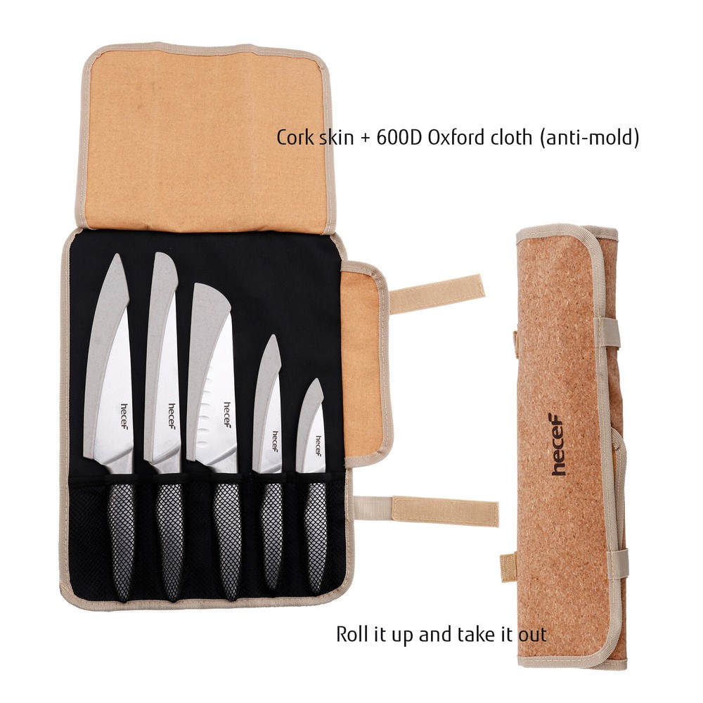 Hecef 11Pcs Knife Set Stonewashed Rustproof Stainless Steel Sharp Cutting Knife