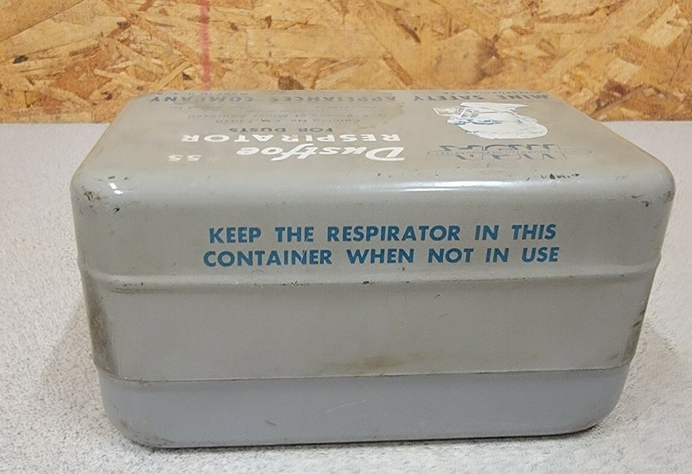 Vintage MSA Dustfoe # 55 Empty Metal Box . Mining Decor