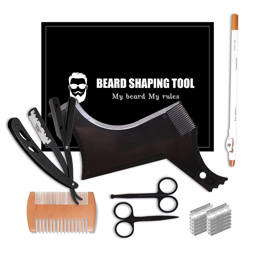 Beard Shaper, Shaping Tools, Include Template Guide, 16 Piece Set