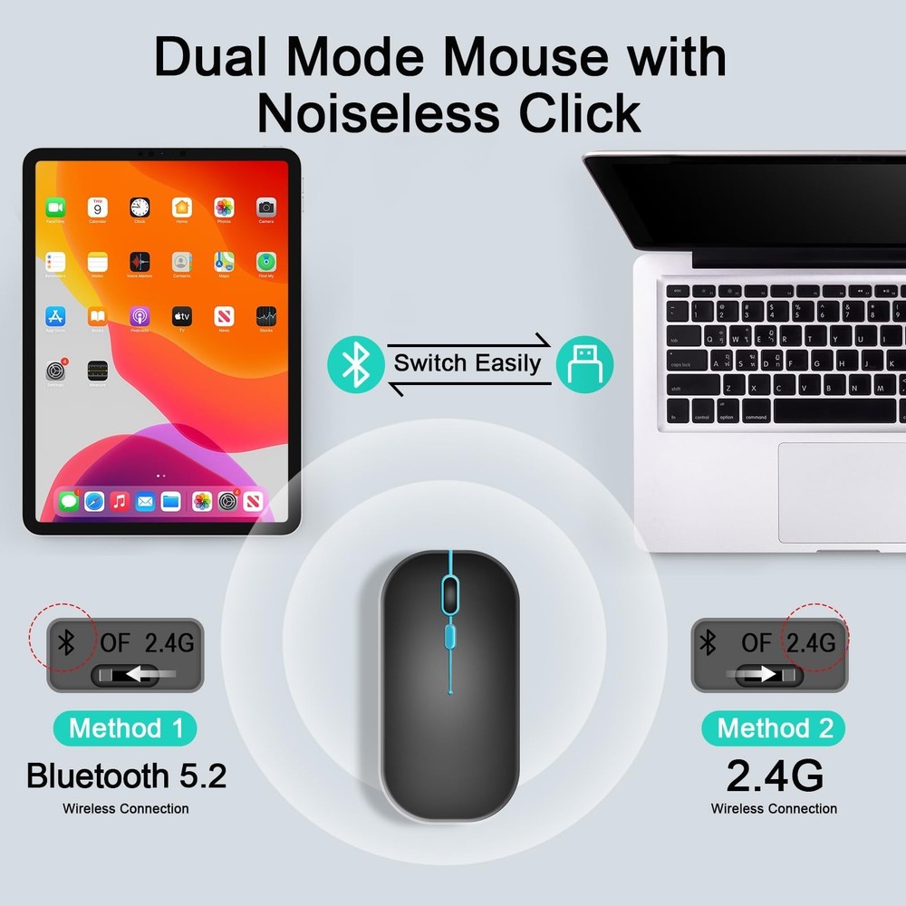 Wireless Keyboard And Mouse Combo, Rechargeable Bluetooth Keyboard & Mouse wi...