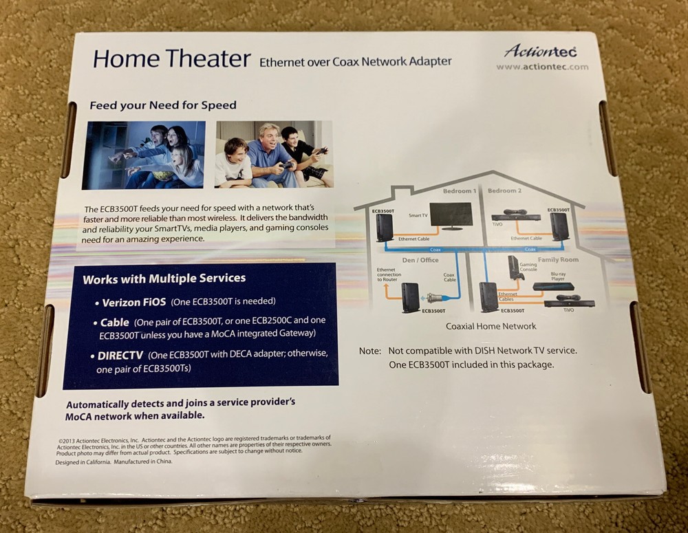 Actiontec ECB3500T Multi-Band (D/E) MoCA Network Adapter