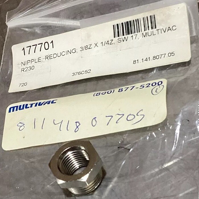 NOS Surplus Multivac 811418077os Nipple Reducing