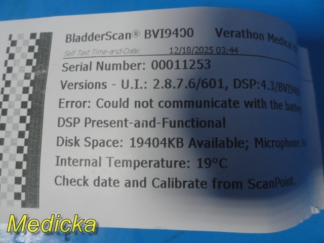 Verathon BVI9400 Ref 0570-0190 Bladder Scanner Console ONLY ~ 38394
