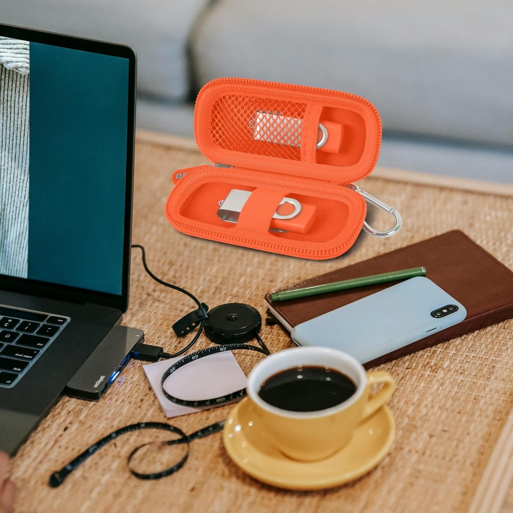 USB Flash Drive Case, SD Card Holder Compatible with Thumb Small, Orange