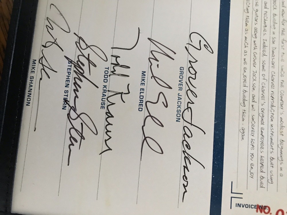 Rare Charvel Masterbuilt COA Booklet Signed!!!