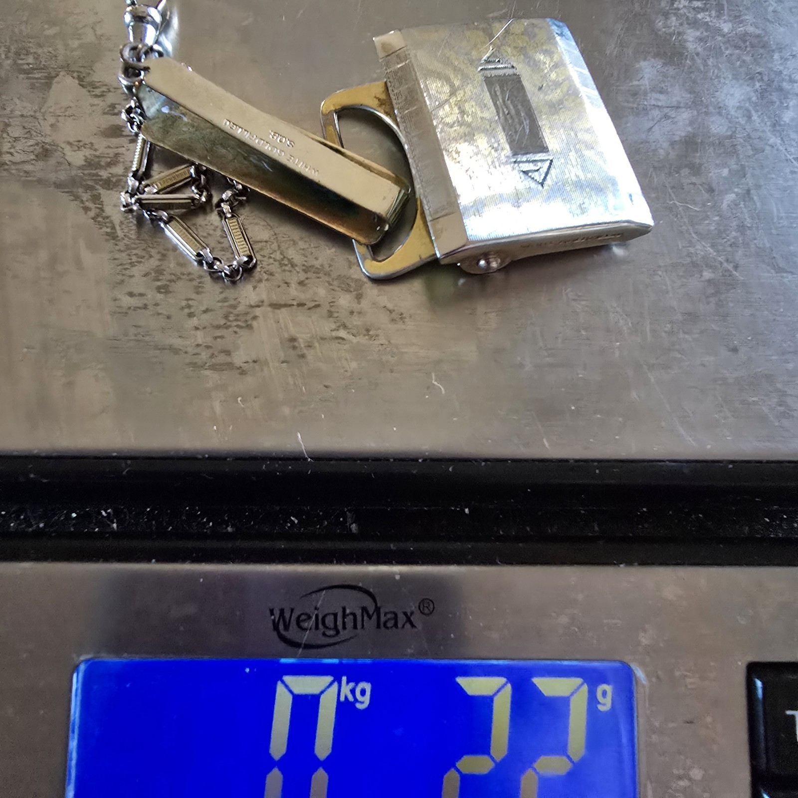 Peaky Blinders Watch Chain for Belt 8" & Belt Buckle White GF Art Deco SO Bigney