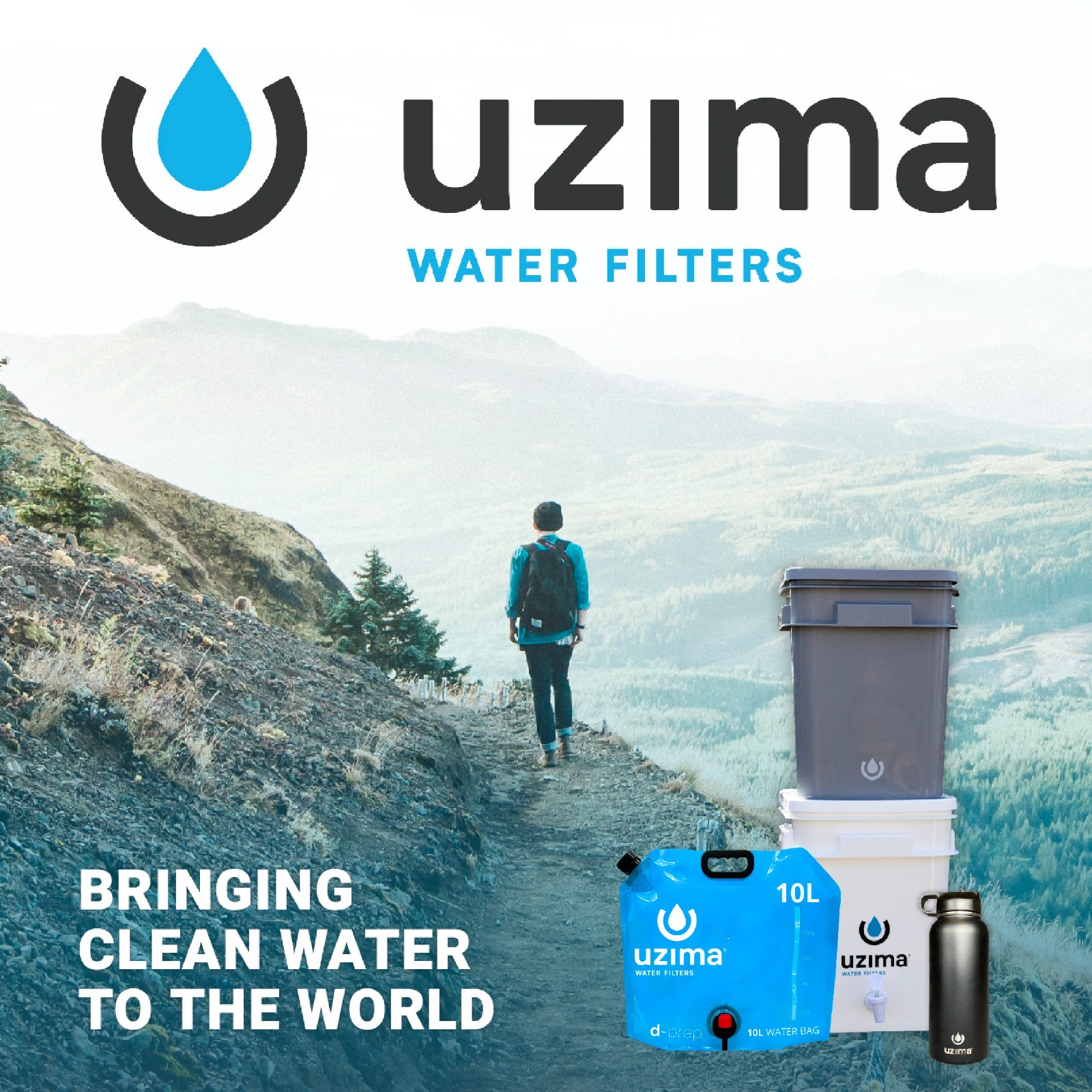 Uzima D-Prep Blue Emergency Water Bag – 10L Collapsible Water Container