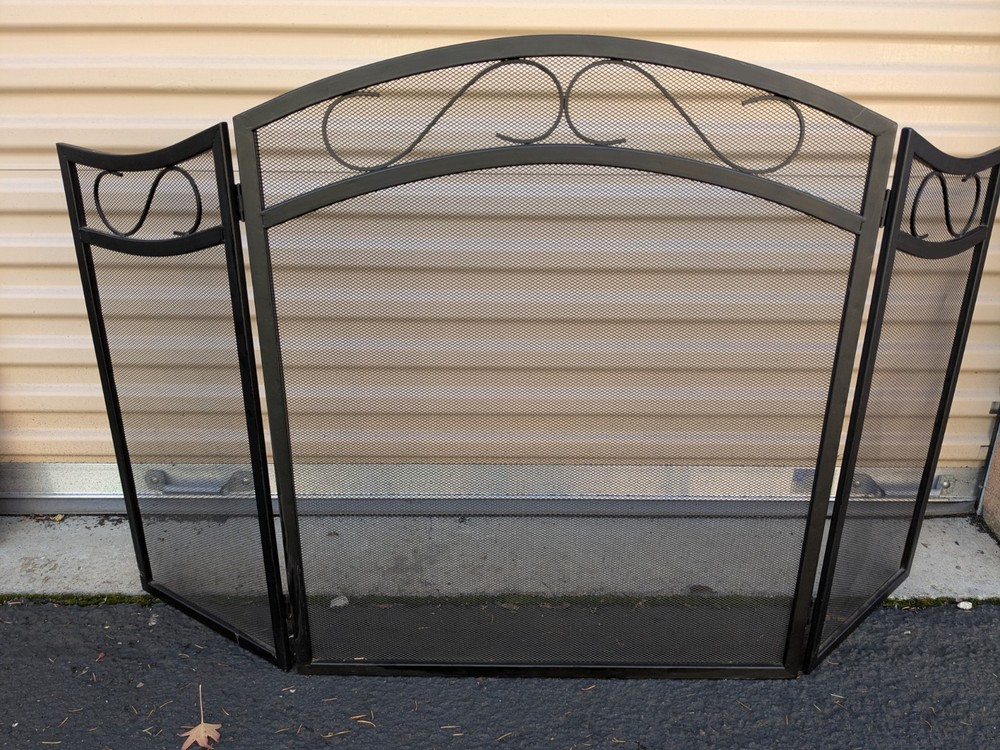 Black Metal Fireplace Screen