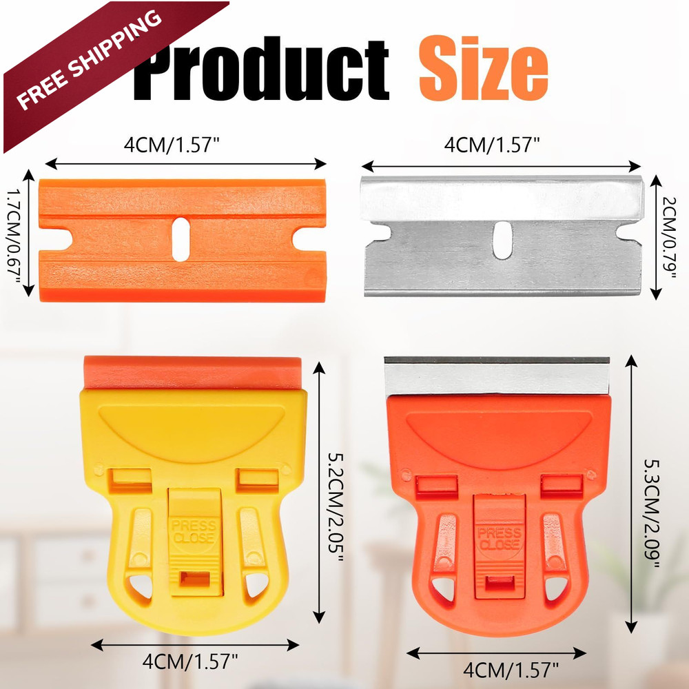 ISDVBUY 2 Sets Razor Blade Scrapers, Plastic Scraper Tool Extra 10 Plastic...