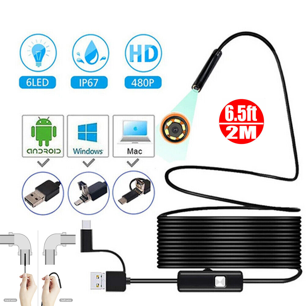 3-IN-1 USB Type-c Endoscope Borescope Snake Inspect Camera for Phone Android PC