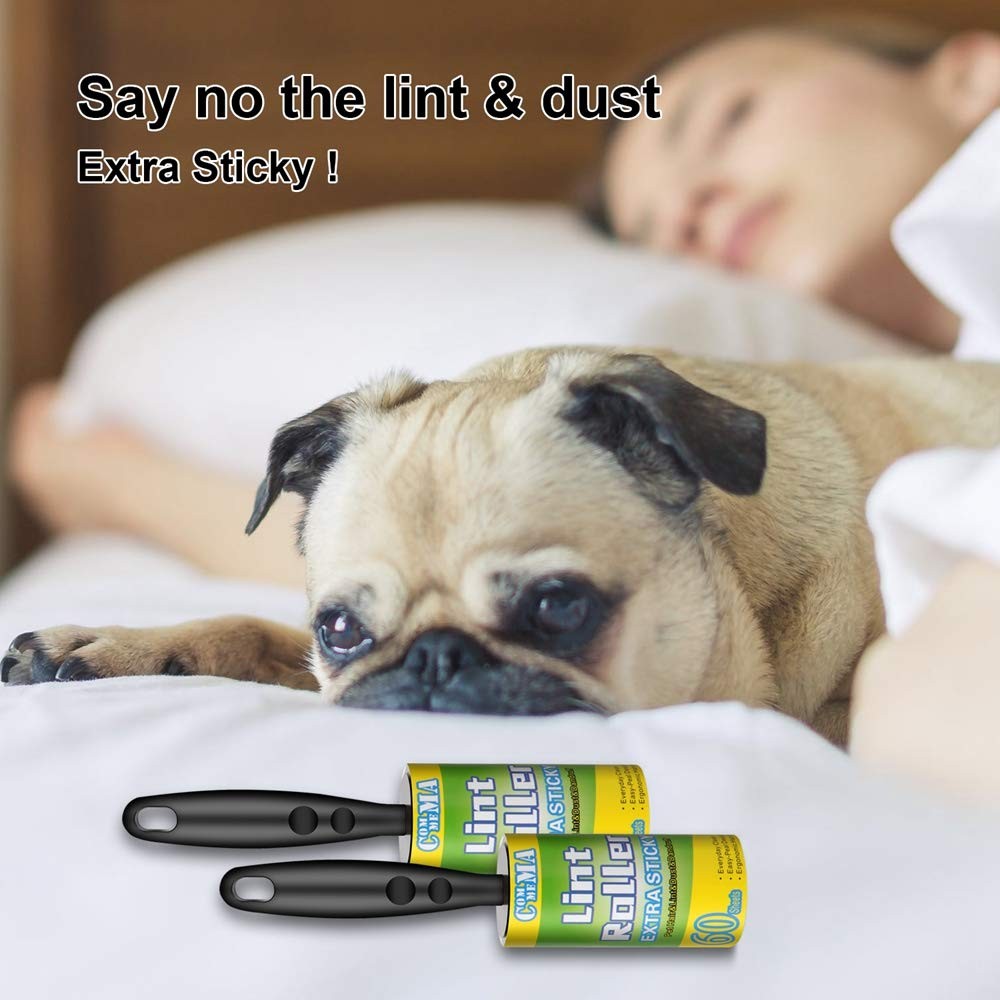 COMMEMA Lint Rollers for Pet Hair Extra Sticky, 6 Piece Set, Green