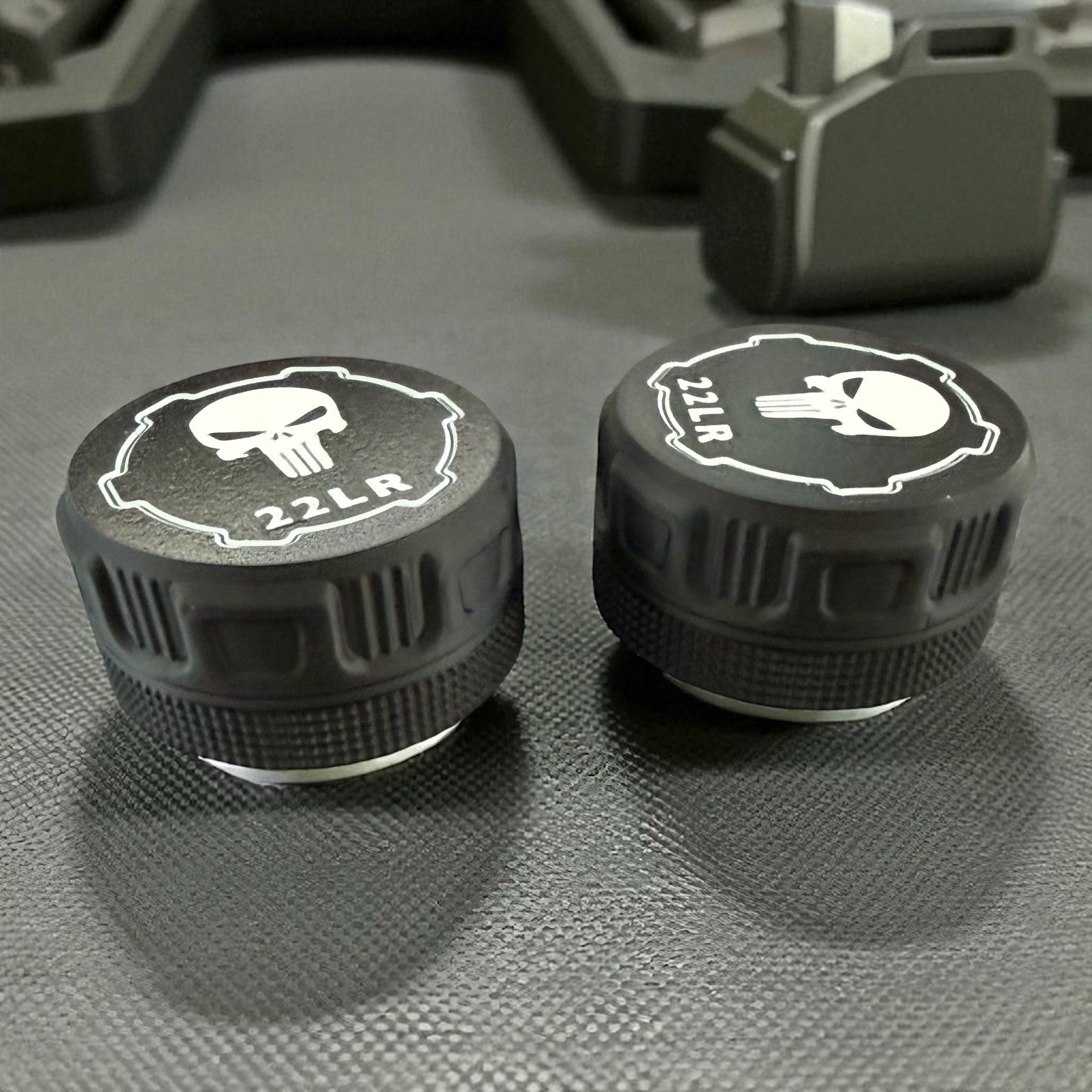 2 Pack 22 LR Mini Ammo Box Storage Case Holds 110 Rounds Screw On Lid Punisher