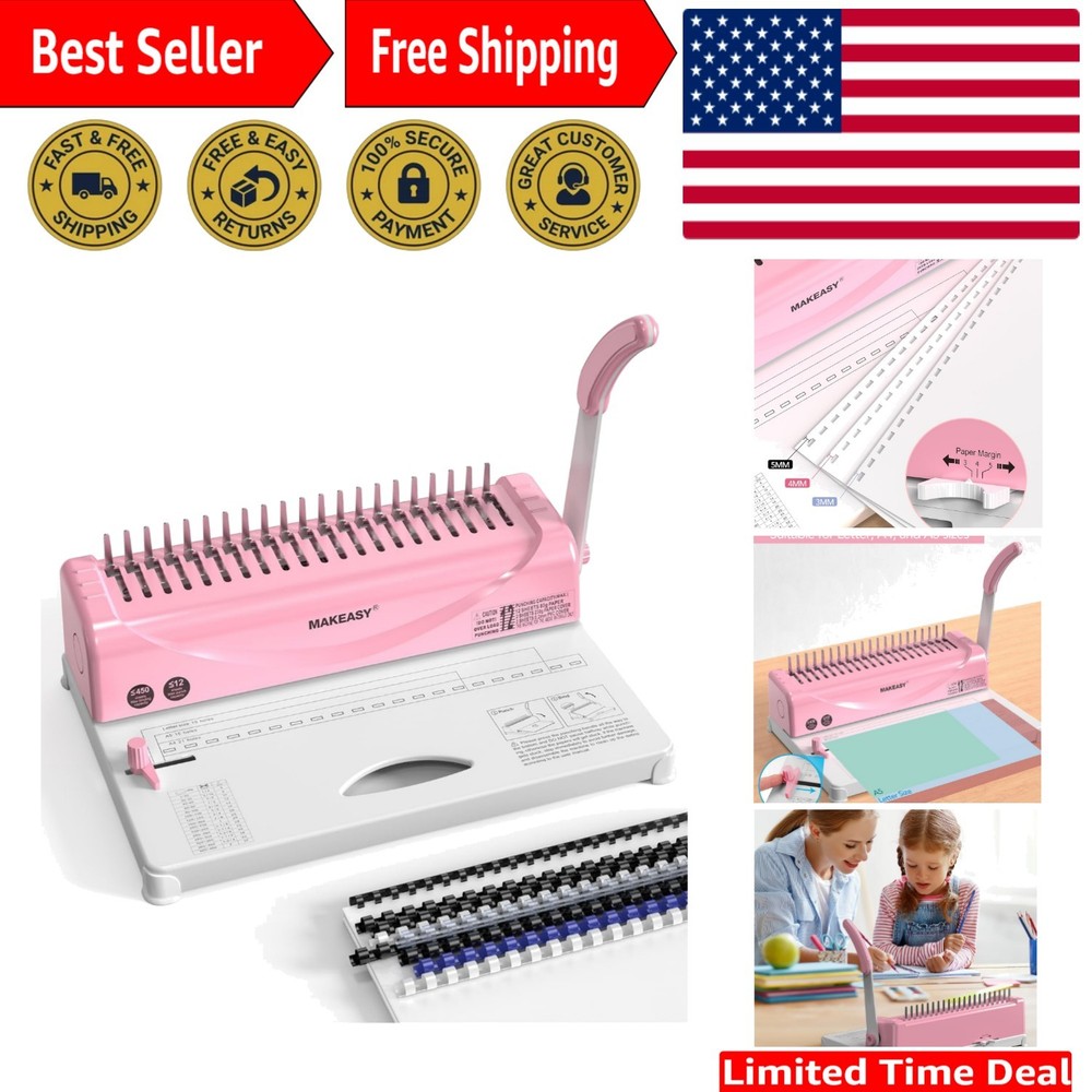 Efficient Comb Binding Machine for A4, A5, & Letter Size - 100 Spines Included