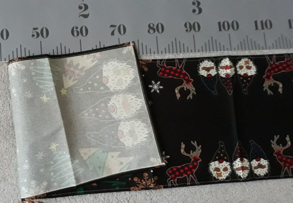 Gnome Christmas Table Runner Reindeer Trees Approx 72"x13" New-Open Pkg Festive!